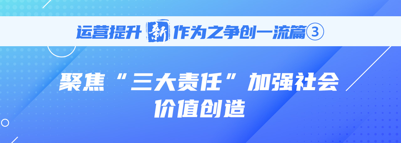 运营提升“新”作为｜争创一流篇③：聚焦 “三大责任”加强社会价值创造